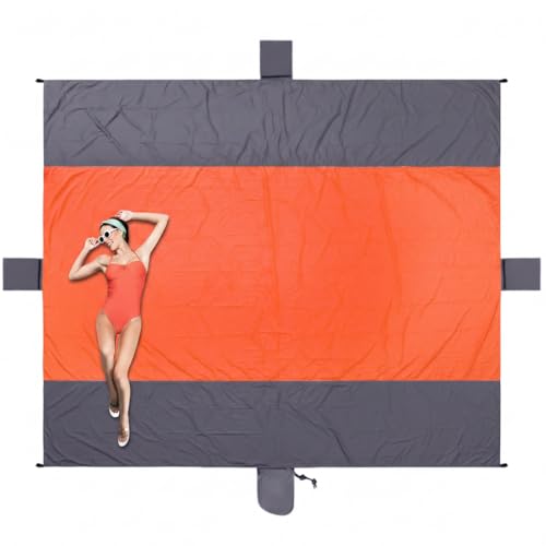 Beach Blanket Waterproof Sandproof Beach Mat 10 x 9ft Extra Large Quick Drying Oversized Lightweight Sand Free Outdoor 120"×108" Picnic Blanket for Vacation Camping Hiking - color: Dark Grey