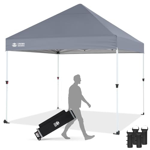 CROWN SHADES 10x10 Heavy Duty Canopy - Premium Pop Up Canopy Tent - Extra Sun Shade Protection with 400D Strength Oxford Fabric - Great for Trade Shows, Events, Tailgates & Commercial Use, Gray - color: Gray, size: 10x10
