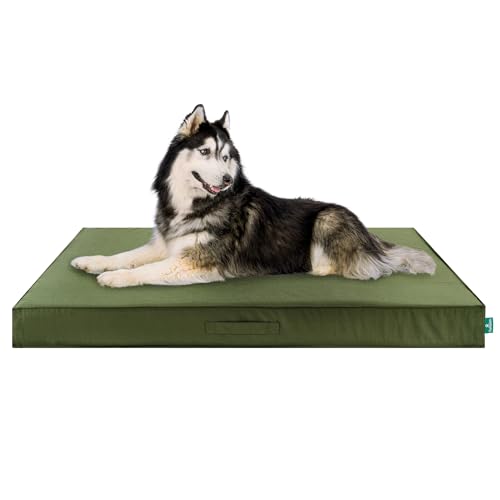 Grid Indoor-Outdoor Deluxe Mattress Pet Bed, Olivine, JumboPlus - color: Olivine, size: JumboPlus