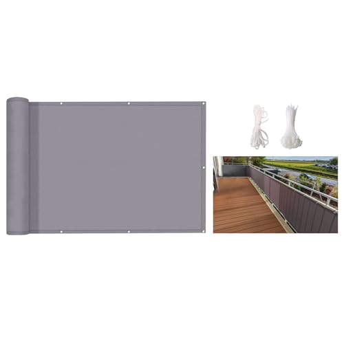 3'x12' 100% Solid Non-See-Through Privacy Fence Screen, Garden Privacy Fence, Full Privacy Protect for Balcony, Backyard,Porch, Railing and Pool, Light Grey - color: Light Gray, size: 3×12ft
