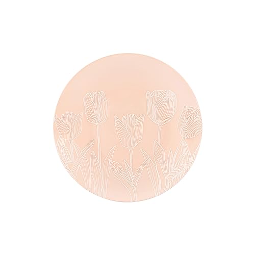 PLASTICPRO 32 Pack Elegant Disposable Plastic Plates Combo Set Includes 16 Dinner Plates and 16 Salad Plates Heavy Duty Fancy Party Plates Pink and White Tulip Design - color: Pink & White Tulip Design