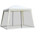 Outsunny 10'x10' Outdoor Canopy Tent, Slant Leg Sun Shelter with Mesh Sidewalls, Patio Tents for Parties, Cream White - color: Cream White