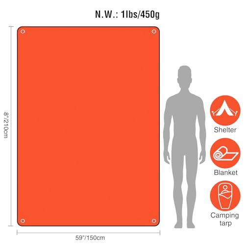 RedSwing 4 Pack Emergency Blankets, Waterproof Survival Thermal Tarp, Multipurpose Reflective Insulated All Weather Blankets for Camping Hiking, Orange - color: Orange 83''x59'',4 Packss