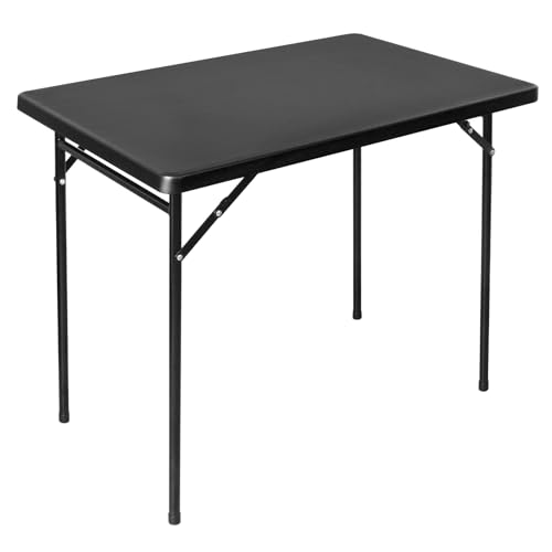 3ft Rectangular Folding Table, All-Occasion Plastic Event Table for Indoor and Outdoor, Portable Desk, Camping, Durable and Stable, HDPE and Steel, Wide Application, Black - color: Black, size: 3ft