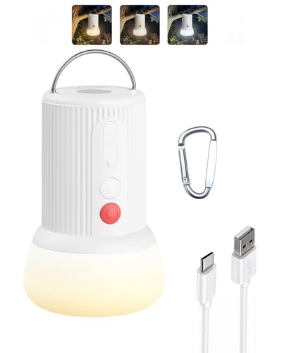 LED Rechargeable Camping Lantern with Hook - 6000mAh Emergency Outdoor Camping Lights, IPX5 Water Resistant Portable Tent Lights for Camping Hiking, Backpacking, Fishing, Outages (White) - color: White