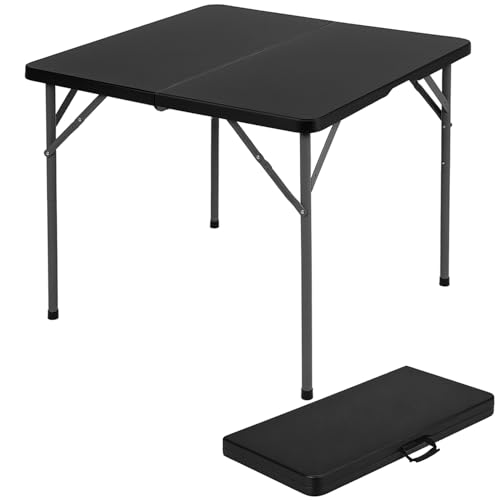 BestOffice Outdoor 34" Folding Card Table Plastic Table Portable Square Height Dining Table Perfect for Picnics,Parties,Party and Camping, Black - color: Black, size: 34"