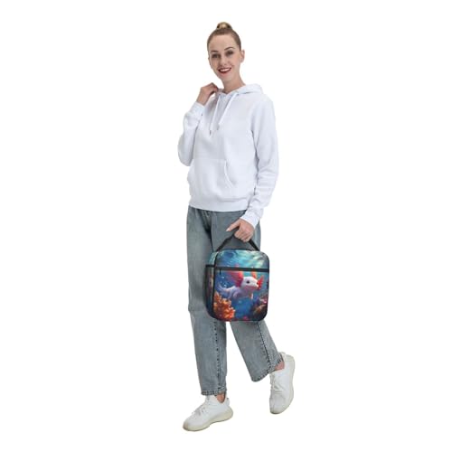 Axolotl Lunch Box Insulated Lunch Bag for kids Girls Boys Women,Reusable Lunch Box Containers for Women Men,Durable Cooler Tote Bag Lunchbox for Office/School/Picnic - color: Axolotl02
