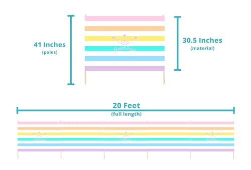 Premium 20 ft Beach Windscreen, Privacy Screen, Wind Blocker - Pastel Perfect, Free Rubber Mallet and Carry Bag Included - color: Pastel Perfect