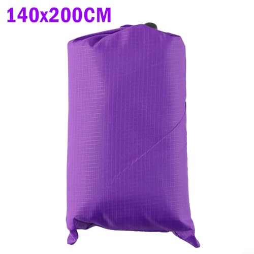 210T Polyester Camping Tarps, Waterproof Rain Fly Sun Shade Shelters With 6 Tie Points For Hiking Backpacking Beach Picnic(Purple 140x200CM) - color: Purple 140x200cm