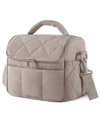 BAGSMART Insulated Lunch Bags for Women, Cute Quilted Lunch Box, Lightweight Puffy Padded Waterproof Lunch Tote, Reusable Lunch Cooler for Work Picnic Travel, Camel - color: Camel, size: Medium(normal)