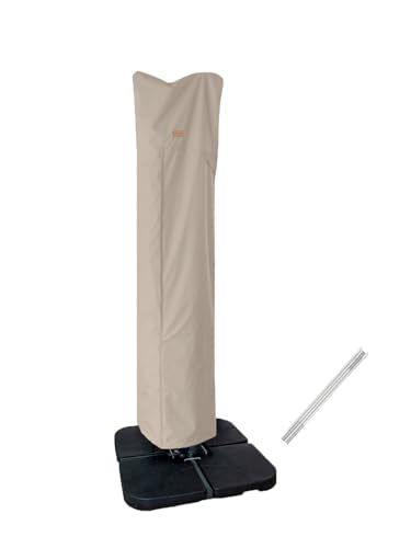 Patio Umbrella Cover for 9ft to 13ft Offset Umbrella, Water Resistant, Curved Cantilever and Straight Pole Parasol Outdoor Umbrellas Cover with Zipper and Rod - color: Beige, size: Cantilever 12'x12' or 10'x13'