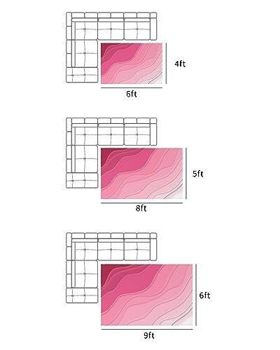 Outdoor Rug 6'x9' for Patio Clearance Large Outside Rug Chenille Patio Rugs Indoor Outdoor Carpet Modern Abstract Lines Ombre Pink Area Rugs for Camping Porch Deck Balcony - color: Ombreidt9311, size: 6' x 9' (Rectangular)