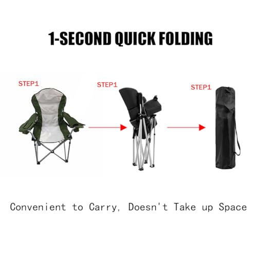 Wild Scape Oversized Folding Camping Chair for Adults, Foldable Beach Chairs with Cup Holder, Cooler Pocket, Amazon's Best Value for Heavy Duty, Fishing Chair for Outdoor, Garden Picnic (Green) - color: Green