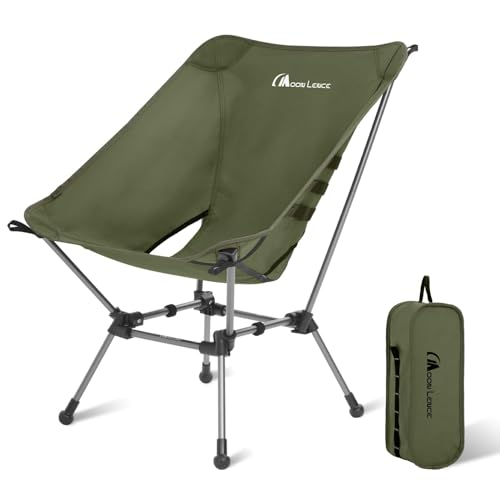 MOON LENCE Portable Camping Chair Plus, Larger & Roomier, Compact and Lightweight Still, Folding Chair for Backpacking & Hiking, 330Lbs Capacity (Moss Green) - color: Moss Green