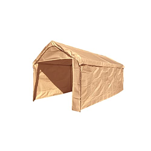 10X20 Canopy Tarp Set (5pc) Paneling and Top Set Valanced Tarp Kit Carport (Beige) - color: Beige