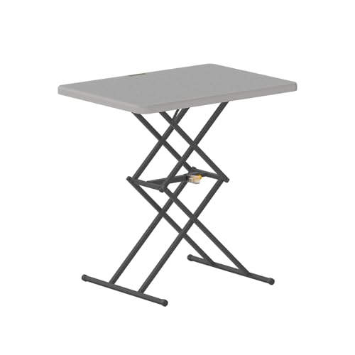 FanttikOutdoor Folding Table 2-Second One-Hand Height Adjustment, 3 Settings, Ultra-Thin 3.2" Fold, No Assembly, TV Tray Laptop Desk 28 inch, 1 Pack, Grey Zeta X1 Pro - color: Grey