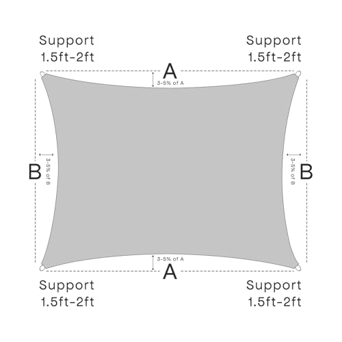 Sun Shade Sail Canopy, 12' x 16' Rectangle 95% UV Block Shade Cover for Outdoor, Backyard Patio, Lawn, Garden, Sandbox Carpor Light Gray - color: Light Gray, size: 12' x 16'