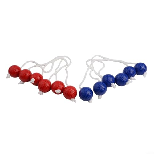 Ladder Ball Toss Game, Golfs Ball Bolas Set, PE Material, 42mm Diameter, 50cm Cord, 6 Pieces, Black White Red Blue, for Yard Lawn Outdoor Indoor Activities - color: red+blue