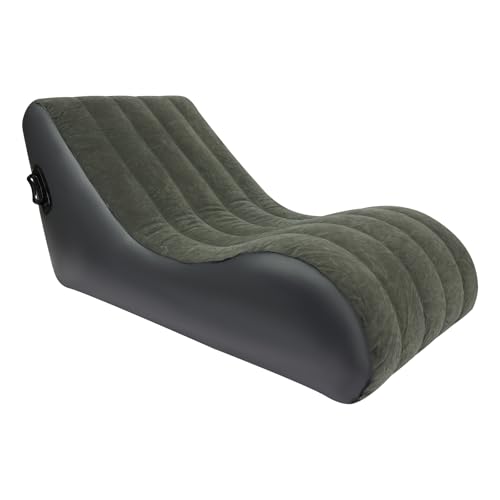 Inflatable Couch with Air Pump, Portable Waterproof Inflatable Sofa Lounger, Foldable Blow Up Sofa Bed for Indoor Outdoor Camping, 440lbs Capacity, 35.4 ” Wide (Gray) - color: Grey