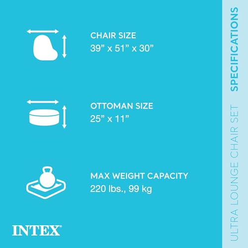 Intex Inflatable Ultra Lounge Chair With Cup Holder And Ottoman Set (4 Pack) - size: 4 Pack