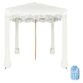 AMMSUN Beach Cabana with Beach Blanket, 7' x 7' Boho Canopy with Tassels, Premium Wood Pole, Fringe Cabana Tent with Sand Pockets, Instant Sun Shade for Sand, Garden, Outdoor, Elegant White - color: Elegant White with Beach Blanket