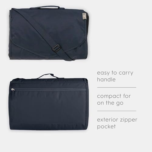 Little Unicorn 5'x10' XL Outdoor Family Picnic & Beach Blanket | Durable & Water-Resistant Fabric | Compact Fold & Easily Wipes Clean | Zipper Pocket (Navy Plaid) - color: Navy Plaid, size: 5 x 10