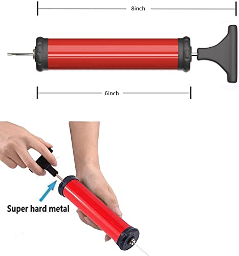 HDNNC Portable Ball Pump, Air Pump with 4 Needles 2 Nozzle 1 Extension Hose Great for Basketball Football Volleyball Soccer - style: Red/Manual