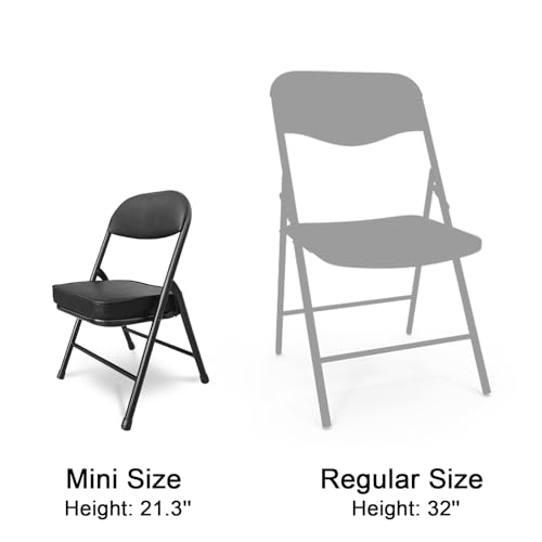 Mini Padded Folding Chairs, Garage Stool, Portable Camping Chair with Cushion, Lightweight Lawn Chair, for Outdoor Sports Events, Patio, Fishing, Hiking, Hunting, Picnic, Beach (Black 2 Pack) - color: Black 2 Pack