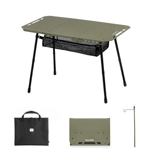 Naturehike Tactical Camping Table with Adjustable Height, Collapsible Table Lightweight with Carry Bag for Camping, Travel expeditions, Hiking, Picnics, BBQs & Beach Trips - color: Green