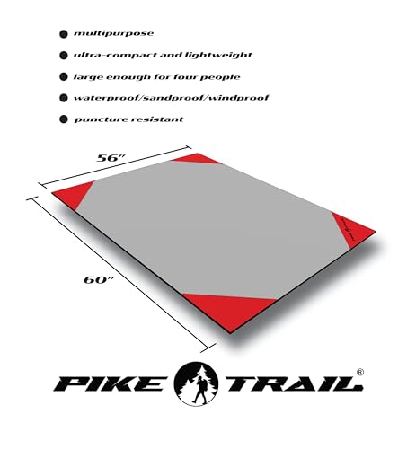 Pike Trail Pocket Beach Blanket (60 in X 56 in) – Lightweight, Sand Proof, Waterproof Picnic Blanket for Hiking, Camping, Picnics, Travel and Beach Trips - color: Cherry Red