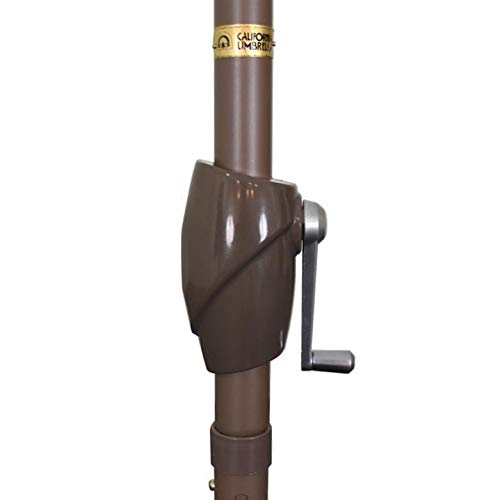 California Umbrella 9' Rd Pacific Trail Series Aluminum Patio Umbrella, Crank Lift, Push Button Tilt, Black Finish, Sunbrella Cabana Regatta fabric - color: Cabana Regatta