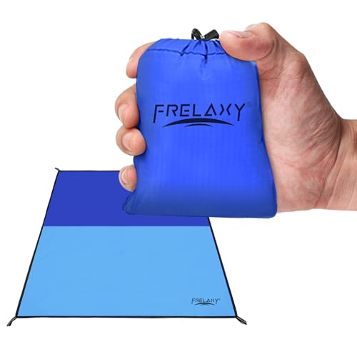 Frelaxy Pocket Picnic Blanket, Waterproof Sandproof Beach Mat, Compact Camping Tarp for Festivals, Hiking, Travel, Outdoor Recreation (Navy & Blue, 28'' x 47'') - color: Navy & Blue, size: 28'' X 47''