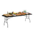PayLessHere Folding Table Plastic Picnic Table for Parties Wedding Camping Office with Carrying Handle (Black, 8 FT) - color: Black, size: 8 FT