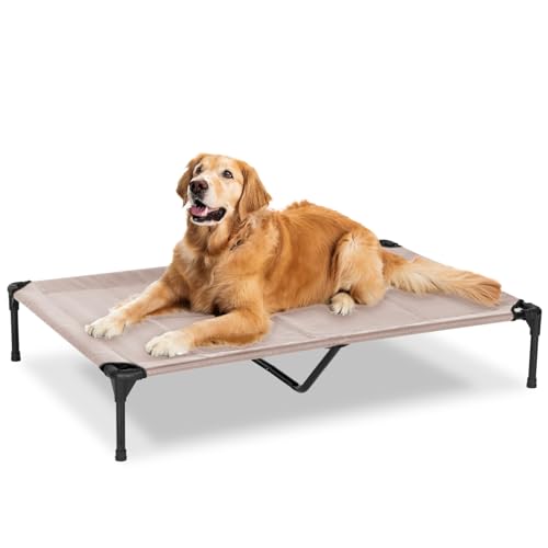 Elevated Dog Bed for Outdoor, XL Raised Dog Cot with Washable Mesh, Cooling Pet Cot Chew Proof for Outside Camping, 49"x33" Grey - color: Grey, size: 49"L x 33"W x 9"Th