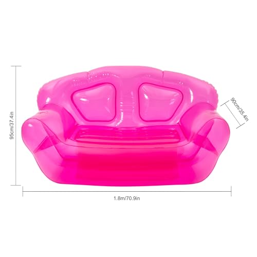 Portable Inflatable Couch with Headboard and Built-in Pump Blow Up Pull Out Couch Folding Inflatable Chair 70.9"×35.4"×37.4" Outdoor Air Sofa for Camping, Backyard, Beach, Party (Red) - color: Red