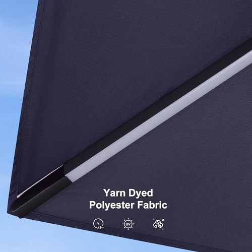 PURPLE LEAF 10 Feet Patio Umbrella Solar Powered LED Square Outdoor Cantilever Umbrella with LED Lights Aluminum Offset Umbrella with 360-degree Rotation for Garden Deck Pool Patio Navy Blue - color: Navy Blue, size: 10' X 10', style: Standard（LED）
