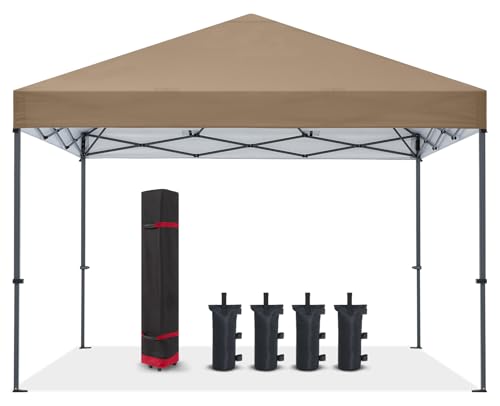 COOSHADE Durable Easy Pop Up Canopy Tent 12x12Ft(Khaki) - color: Khaki, size: 12x12Ft