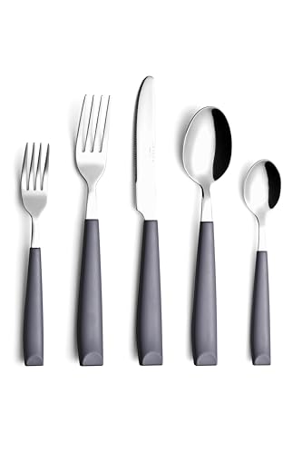 ANNOVA Silverware Set Stainless Steel Colorful Handle Tableware Kitchen Flatware Set Utensils, Includes Dinner Knives, Forks, Spoons, Salad Forks & Dessert Spoons (Gray, 20 Pieces) - color: Grey 20Pieces