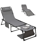 KingCamp Lounge Chair with face Hole, 400LBS Tanning Chairs for Outside, Adjustable 5-Position Beach Lounge Chairs Folding Sun Tanning Chair for Outside Beach Patio Sun Bathing Pool Backyard - color: B*sunbask Face Hole——grey Face Hole, style: 400lbs&Pinc