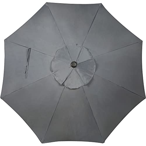 Blissun 9' Outdoor Patio Umbrella, Outdoor Table Umbrella, Yard Umbrella, Market Umbrella with 8 Sturdy Ribs, Push Button Tilt and Crank - color: Dark Grey