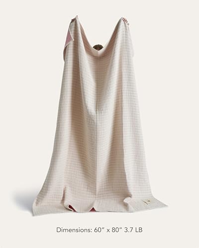 UnHide Summer Cotton Blanket -100% Cotton - Breathable and Lightweight - Cozy Throw Blanket for Outdoor Picnic, Beach, Park, and Backyard - Machine Washable - 60” x 80” - Pink - color: Pink