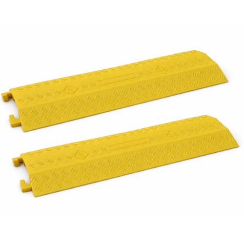 VIIBLE 2-Pack Yellow Large Drop Over Cable Ramp, 2000 lbs Capacity, Heavy Duty Protector for Hoses & Cords, Safe for High Traffic, Indoor/Outdoor Cord Concealer. - color: Yellow, size: Large