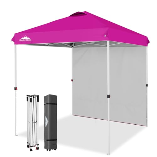EAGLE PEAK Commercial Canopy 6.6x6.6 Pop Up Canopy Tent with 1 Sidewall, Easy Setup Heavy Duty Instant Event Shelter for Vendors & Markets, Outdoor Sun Shade, Pink - color: Pink, size: 6.6x6.6