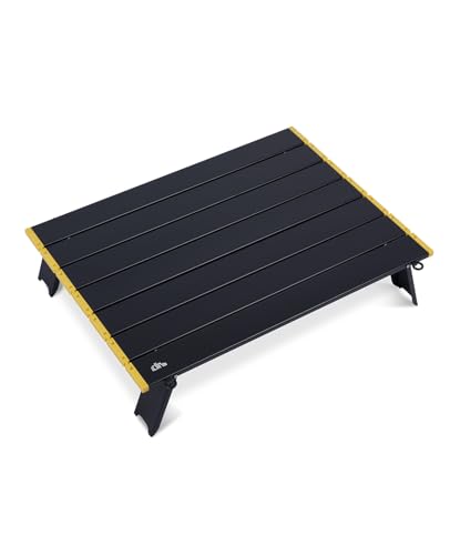 iClimb Ultralight Compact Mini Beach Picnic Folding Alu. Table with Carry Bag, Two Size (Black - L) - color: Black, size: Large