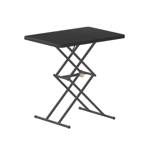 FanttikOutdoor Folding Table 2-Second One-Hand Height Adjustment, 3 Settings, Ultra-Thin 3.2" Fold, No Assembly, TV Tray Laptop Desk 28 inch, 2-Pack, Black Zeta X1 Pro - color: Black