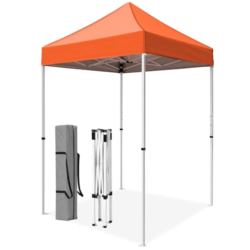 5x5 Pop Up Canopy Tent, Instant Portable Beach Canopy, Outdoor Tent with Carry Bag for Camping, Sports, Tailgating, Events, Orange - color: Orange, size: W/O Wall