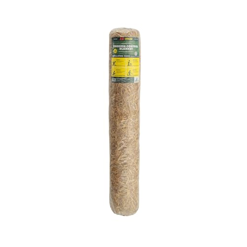 EZ Straw Grass Seed Germination and Erosion Control Blanket, 4 ft x 50 ft, Covers 200 sq ft – Protects and Assists in Grass Seed Growth - size: 1 pack