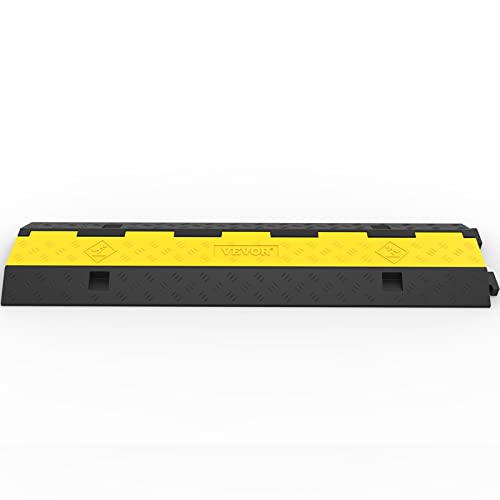 VEVOR 3 PCs Rubber Cable Protector Ramp, 2 Channel, 11000 lbs/axle Capacity Heavy Duty Hose Wire Cover Ramp Driveway, Traffic Speed Bump w/Flip-Open Top Cover, for Indoor&Outdoor - size: 3PC-2 Channel