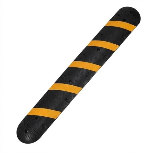 6FT (72") Rubber Speed Bump, 2-Channel Cable Protector Ramp, 1 Set (1 Bump + 2 End Caps), Heavy Duty Industrial Grade for Driveway, Parking Lot, Road