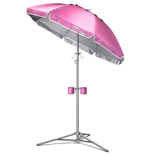 Wondershade Ultimate Portable Sun Shade Umbrella – Lightweight Adjustable Outdoor Patio & Beach Umbrella with Tripod Base (Pink) - color: Pink